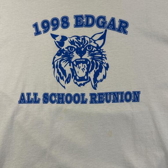 Vintage 90’s 1998 Edgar All School Reunion Bobcat Graphic T-shirt Size XL - Picture 4 of 8